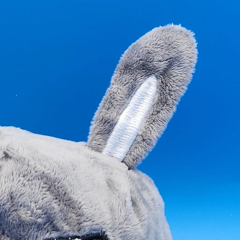 Reversible White Gray Moody‎ Happy Angry Bunny Plush Toy - CLEAN